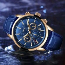 LIGE Men Fashion Sport Quartz Luxury Leather Waterproof Chronograph Watch